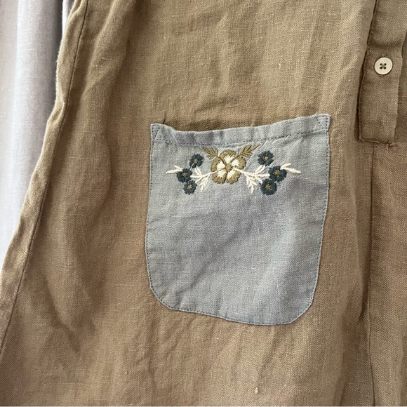 Apolina girls linen mila floral embroidered collar romper - Picture 7 of 10